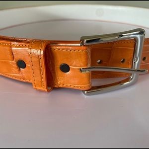 House of Fleming Genuine Alligator Skin Belt with Solid Brass Buckle-Made in USA